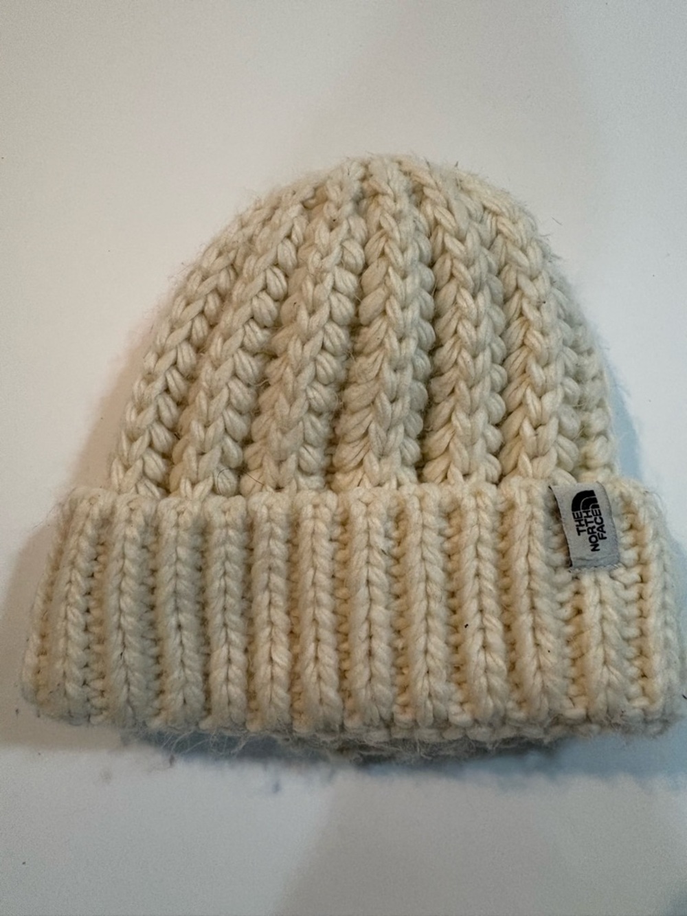 The North Face Cream Chunky Knit Beanie